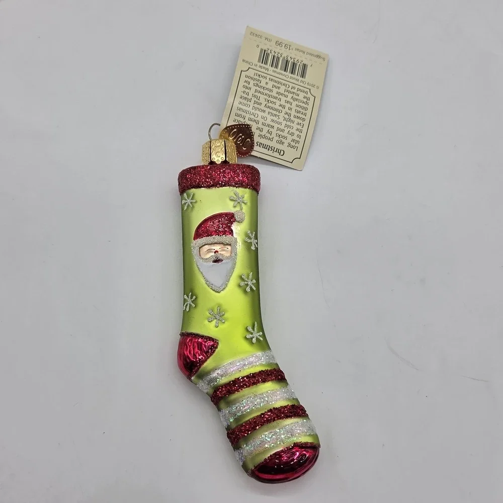 Old World Blown Glass Christmas Ornament Embellished 32432 Christmas Sock 2019
